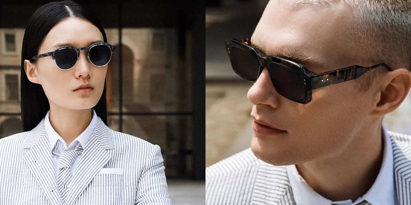 model wearing thom browne eyewear